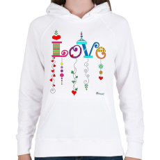 PRINTFASHION Love - Női kapucnis pulóver - Fehér