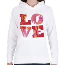 PRINTFASHION LOVE - Női kapucnis pulóver - Fehér női pulóver, kardigán