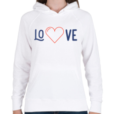 PRINTFASHION LOVE - Női kapucnis pulóver - Fehér női pulóver, kardigán