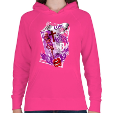 PRINTFASHION LOVE - Női kapucnis pulóver - Fukszia női pulóver, kardigán
