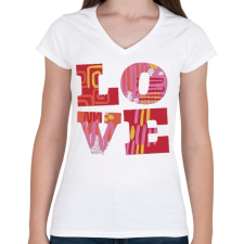 PRINTFASHION LOVE - Női V-nyakú póló - Fehér női póló