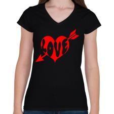 PRINTFASHION LOVE - Női V-nyakú póló - Fekete női póló