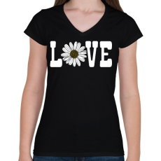 PRINTFASHION Love - Női V-nyakú póló - Fekete
