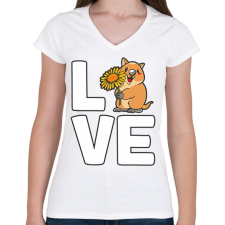 PRINTFASHION Love Quokka - Női V-nyakú póló - Fehér női póló