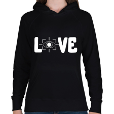 PRINTFASHION Love szemvizsgálat  - Női kapucnis pulóver - Fekete női pulóver, kardigán