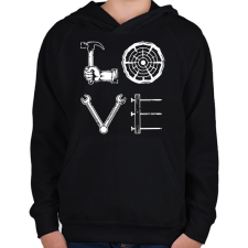 PRINTFASHION Love - Szerszámok - Gyerek kapucnis pulóver - Fekete gyerek pulóver, kardigán