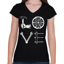 PRINTFASHION Love - Szerszámok - Női V-nyakú póló - Fekete női póló