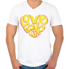 PRINTFASHION Love szív - Férfi V-nyakú póló - Fehér férfi póló