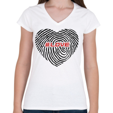 PRINTFASHION Love szív - Női V-nyakú póló - Fehér női póló
