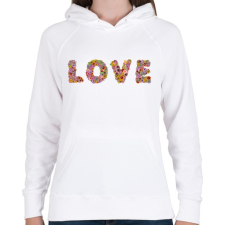PRINTFASHION LOVE virág - Női kapucnis pulóver - Fehér női pulóver, kardigán