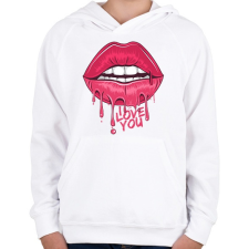 PRINTFASHION Love You - Gyerek kapucnis pulóver - Fehér gyerek pulóver, kardigán