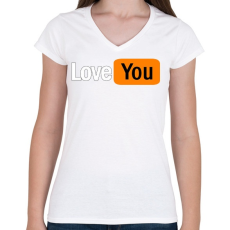 PRINTFASHION love you - Női V-nyakú póló - Fehér