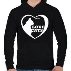 PRINTFASHION Lovecats - Férfi kapucnis pulóver - Fekete