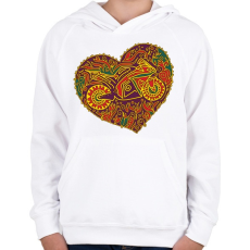 PRINTFASHION LoveMyBike - Gyerek kapucnis pulóver - Fehér