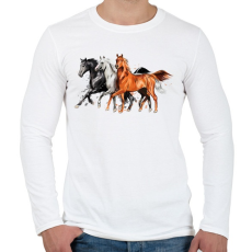 PRINTFASHION Lóverseny - Férfi hosszú ujjú póló - Fehér