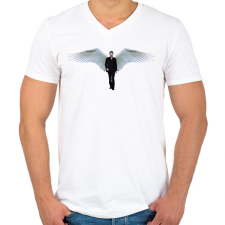 PRINTFASHION Lucifer - Férfi V-nyakú póló - Fehér férfi póló