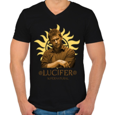 PRINTFASHION LUCIFER SUPERNATURAL - Férfi V-nyakú póló - Fekete férfi póló