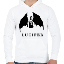 PRINTFASHION LUCIFER SZÁRNYAKKAL - Férfi kapucnis pulóver - Fehér férfi pulóver, kardigán