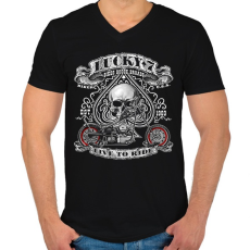 PRINTFASHION lucky7 - Férfi V-nyakú póló - Fekete