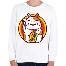 PRINTFASHION Lucky cat - Maneki neko - Gyerek pulóver - Fehér