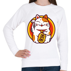 PRINTFASHION Lucky cat - Maneki neko - Női pulóver - Fehér