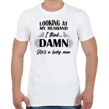 PRINTFASHION Lucky husband - Férfi póló - Fehér férfi póló