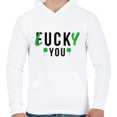 PRINTFASHION Lucky you! - Férfi kapucnis pulóver - Fehér