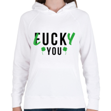 PRINTFASHION Lucky you! - Női kapucnis pulóver - Fehér női pulóver, kardigán