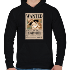 PRINTFASHION luffy körözési plakát (elmosott) - Férfi kapucnis pulóver - Fekete férfi pulóver, kardigán