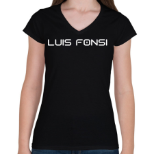 PRINTFASHION LUIS FONSI - Női V-nyakú póló - Fekete női póló