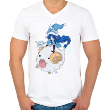 PRINTFASHION Lulu - Férfi V-nyakú póló - Fehér férfi póló