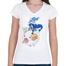 PRINTFASHION Lulu - Női V-nyakú póló - Fehér női póló