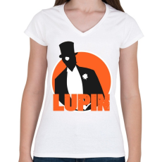 PRINTFASHION Lupin - Női V-nyakú póló - Fehér