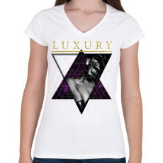 PRINTFASHION Luxus - Női V-nyakú póló - Fehér