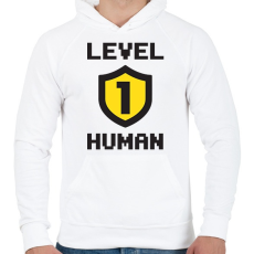 PRINTFASHION LVL 1 - Férfi kapucnis pulóver - Fehér