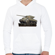 PRINTFASHION M4 Sherman WOT - Férfi kapucnis pulóver - Fehér férfi pulóver, kardigán