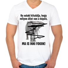 PRINTFASHION Ma is inni fogok! - Férfi V-nyakú póló - Fehér