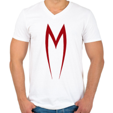 PRINTFASHION Mach 5 - Férfi V-nyakú póló - Fehér férfi póló