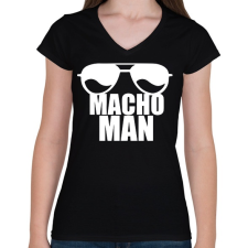 PRINTFASHION Macho Man 2 - Női V-nyakú póló - Fekete női póló
