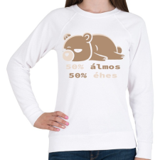 PRINTFASHION Maci 50% éhes-álmos  - Női pulóver - Fehér női pulóver, kardigán