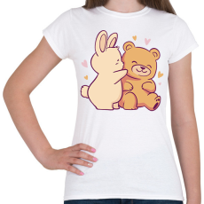 PRINTFASHION Maci és nyuszi - Női póló - Fehér