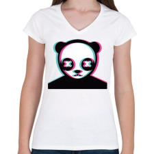 PRINTFASHION Maci freak ijesztő arc - Női V-nyakú póló - Fehér női póló