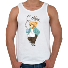 PRINTFASHION Maci kávéval - Férfi atléta - Fehér atléta, trikó