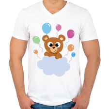 PRINTFASHION Maci lufikkal - Férfi V-nyakú póló - Fehér férfi póló