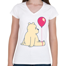 PRINTFASHION Maci lufival - Női V-nyakú póló - Fehér