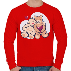 PRINTFASHION Mackó Love - Férfi pulóver - Piros