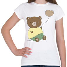 PRINTFASHION Mackó szíves lufival - Női póló - Fehér