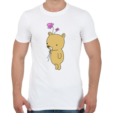 PRINTFASHION Mackó virággal - Férfi póló - Fehér