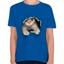 PRINTFASHION macsek macska - Gyerek póló - Királykék gyerek póló