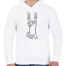 PRINTFASHION Macska a pácban! - Férfi kapucnis pulóver - Fehér